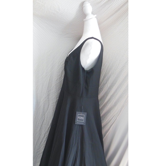 NEW Ieena Mac Duggal BLACK Classic SLEEVELESS Empire Waist A-LINE BALL GOWN - Picture 9 of 15